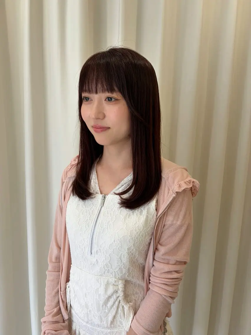 セミロング カラー ブラウンカラー ピンクカラー ピンクブラウン レイヤーカット カット ヘアカラー ヨシカ/透明感カラー 酸性ストレートのヘアスタイル
