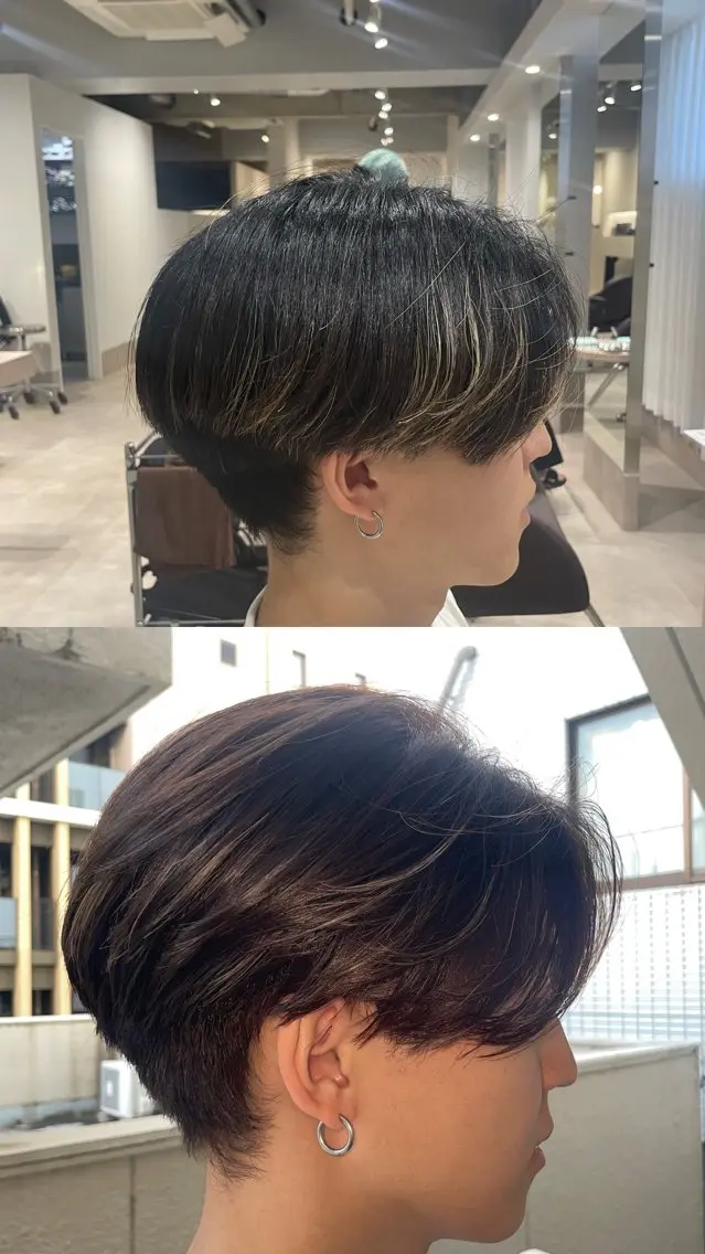 ショート カラー 黒髪 ブリーチ ブラウンカラー ブリーチなしカラー ショートヘア ヘアカラー トリートメント 小沼 一途のヘアスタイル