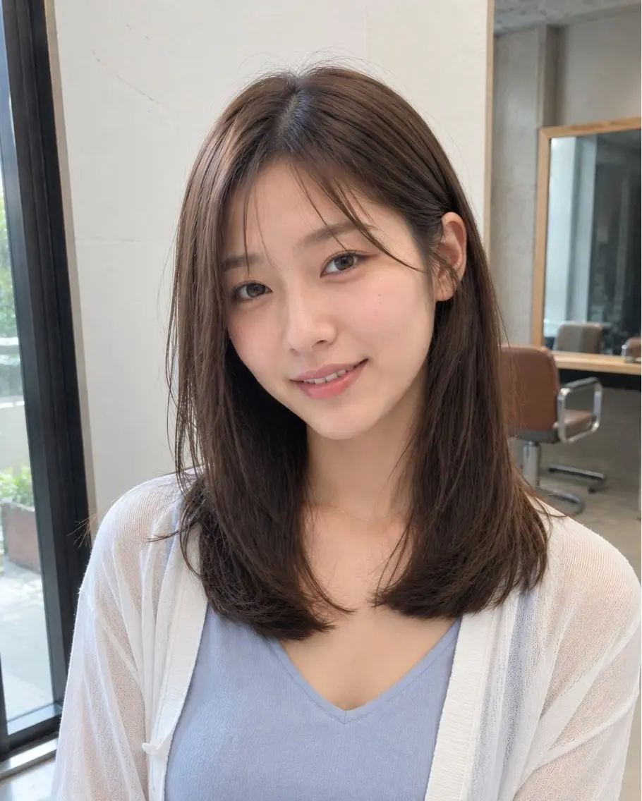 ミディアム カラー ベージュカラー ブリーチ ショコラベージュ 透明感カラー ブリーチなしカラー ヘアカラー トリートメント 吉岡 三四朗のヘアスタイル