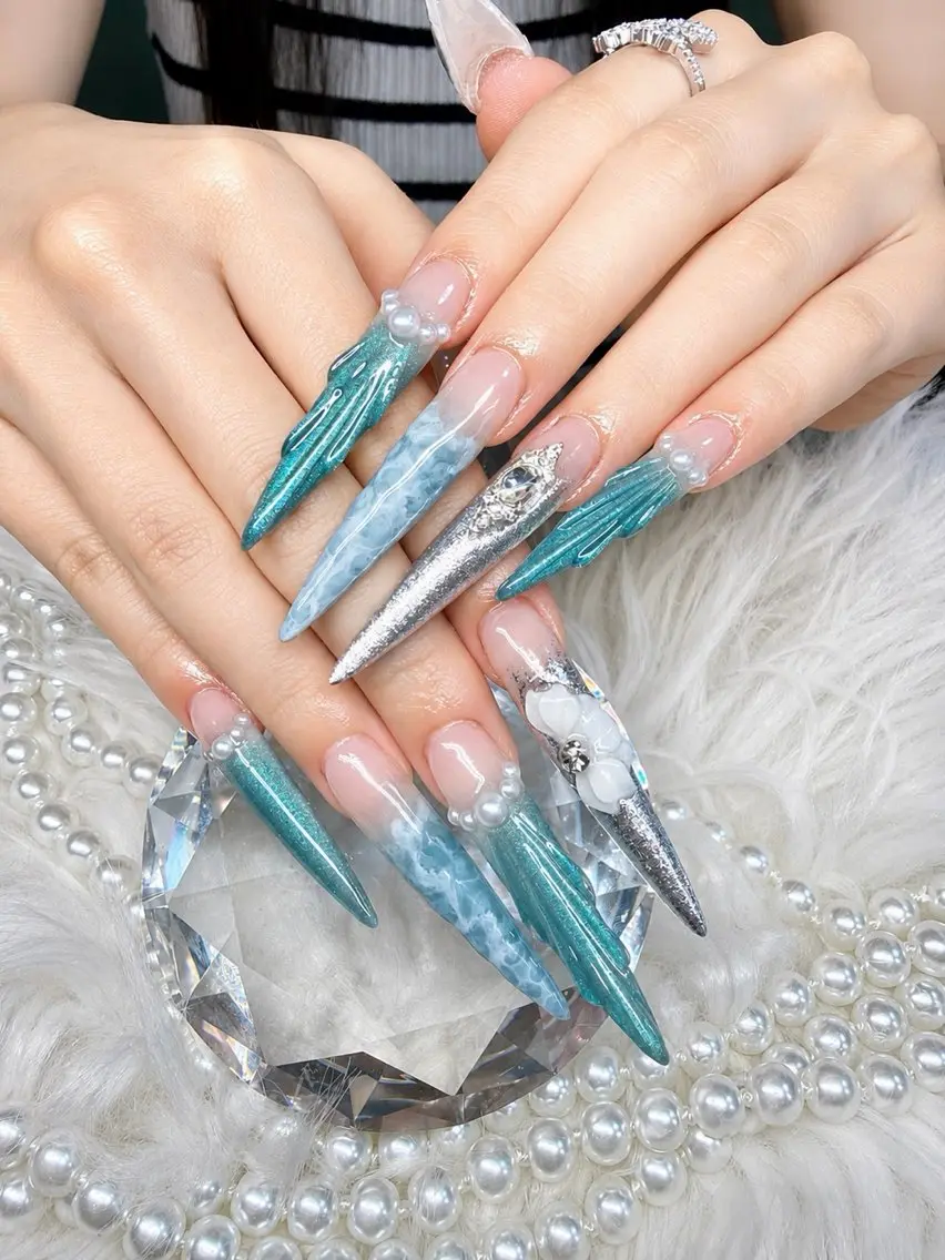 ネイル アートネイル オーロラネイル チークネイル 長さ出し フットネイル ハンドネイル Chan nailsのネイルデザイン