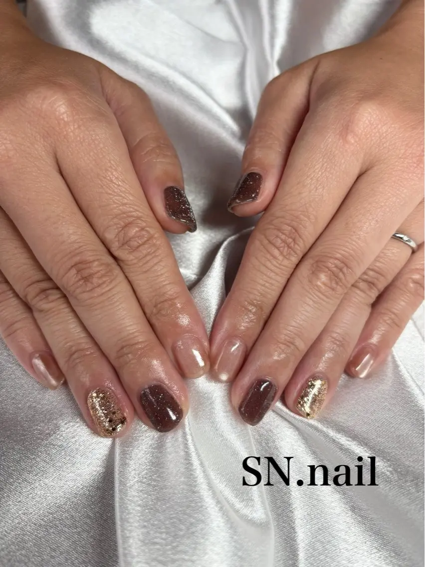 ネイル ブラウン ハンドネイル SN. nailのネイルデザイン
