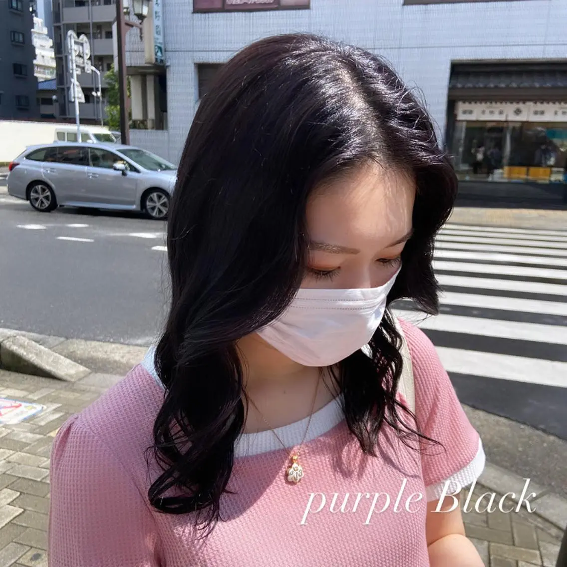 セミロング アッシュ ピンクブラウン パープルカラー 髪質改善 トリートメント MEI🎀レイヤー 🎀韓国styleのヘアスタイル
