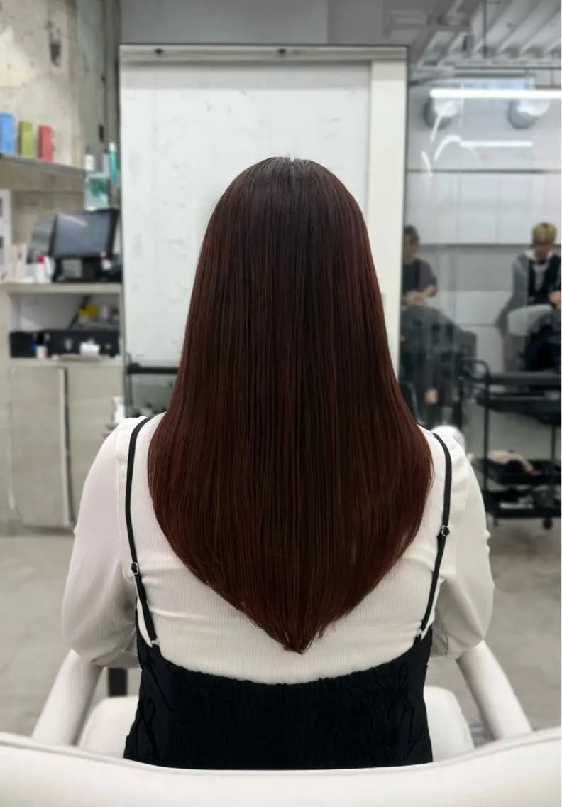 セミロング カット トリートメント 髪質改善×ブリーチ なしカラー/桃愛のヘアスタイル