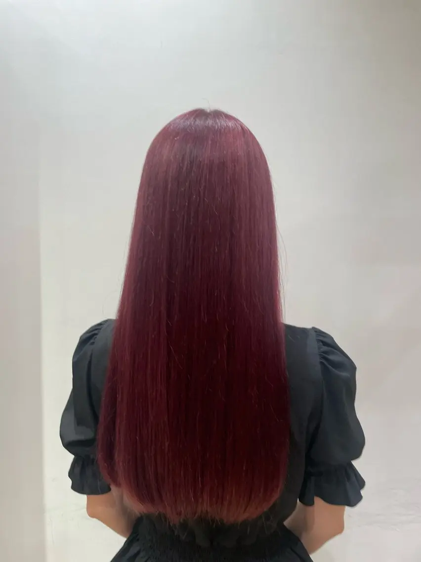 ロング カラー ボルドーカラー ヘアカラー 莉奈/似合わせカット カラー/パーマのヘアスタイル