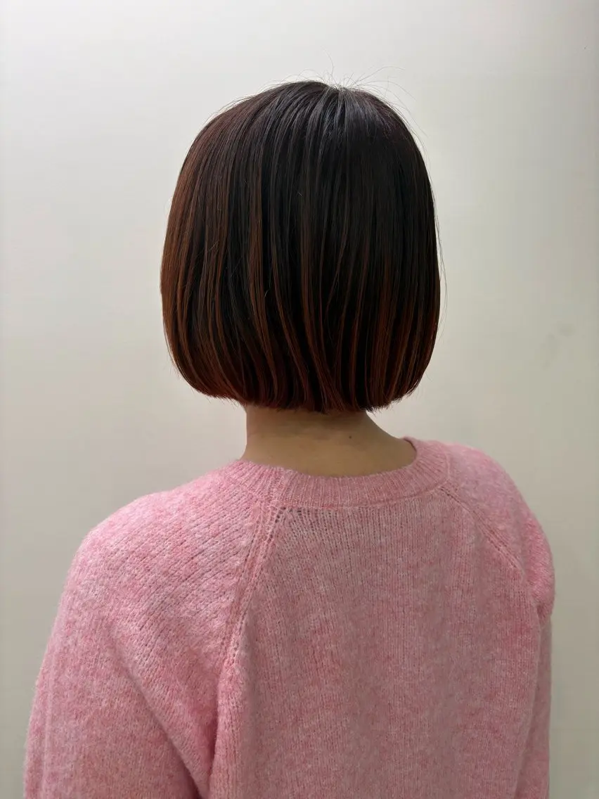 ミディアム 切りっぱなしボブ ボブ こころ🎀/ ボブ、透明感カラーのヘアスタイル
