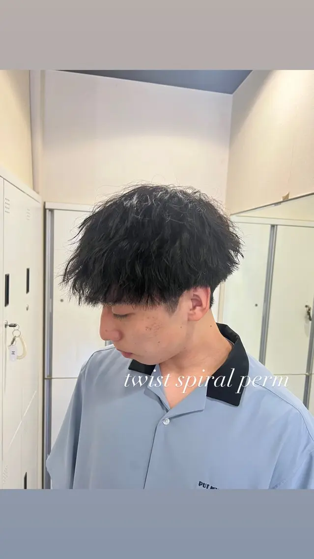 ショート パーマ メンズ メンズパーマ 波巻きパーマ スパイラルパーマ 茅ヶ崎パーマ特化/ スパイラル/ハルキのヘアスタイル