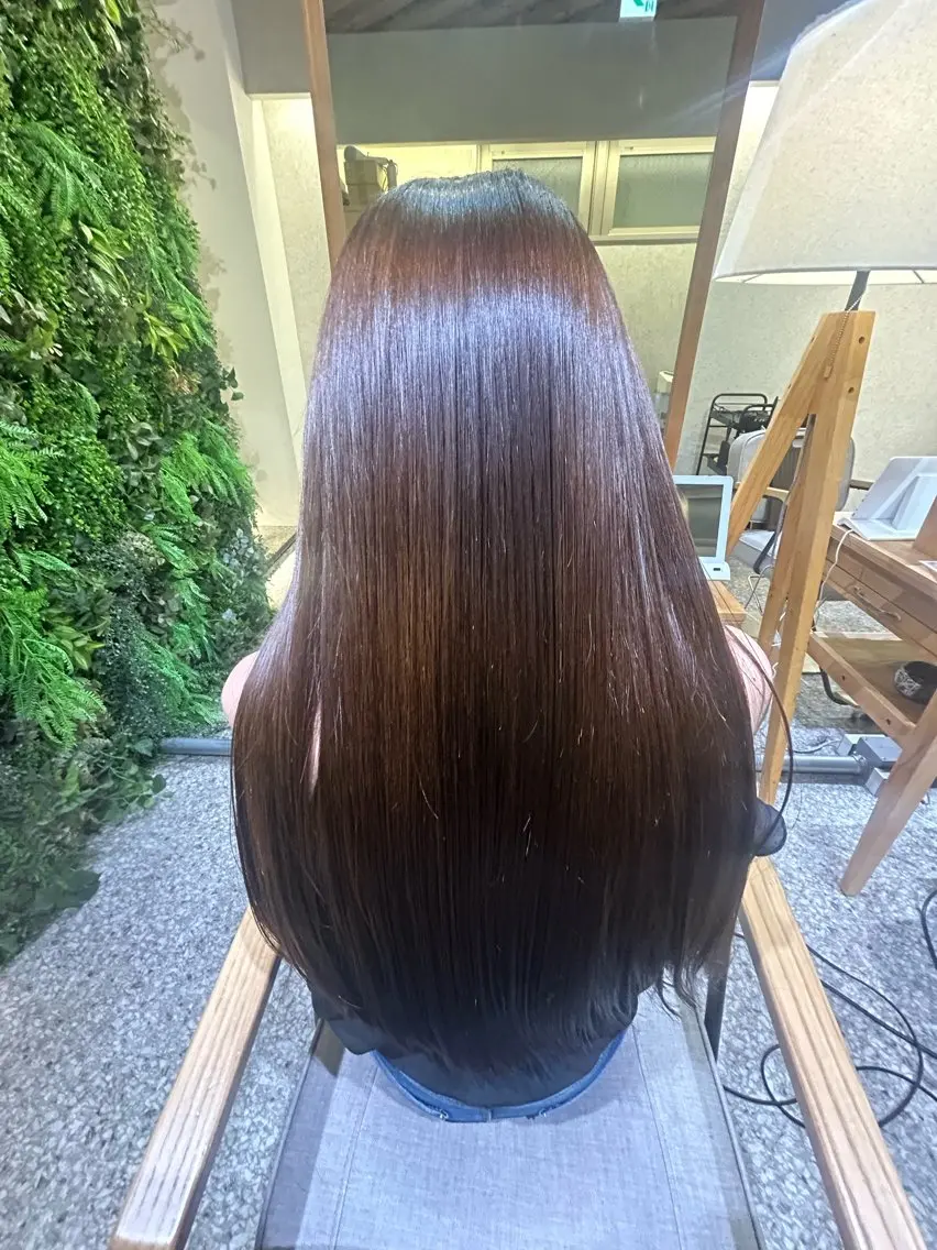 ロング 韓国　レイヤーカット ハッシュカットのヘアスタイル