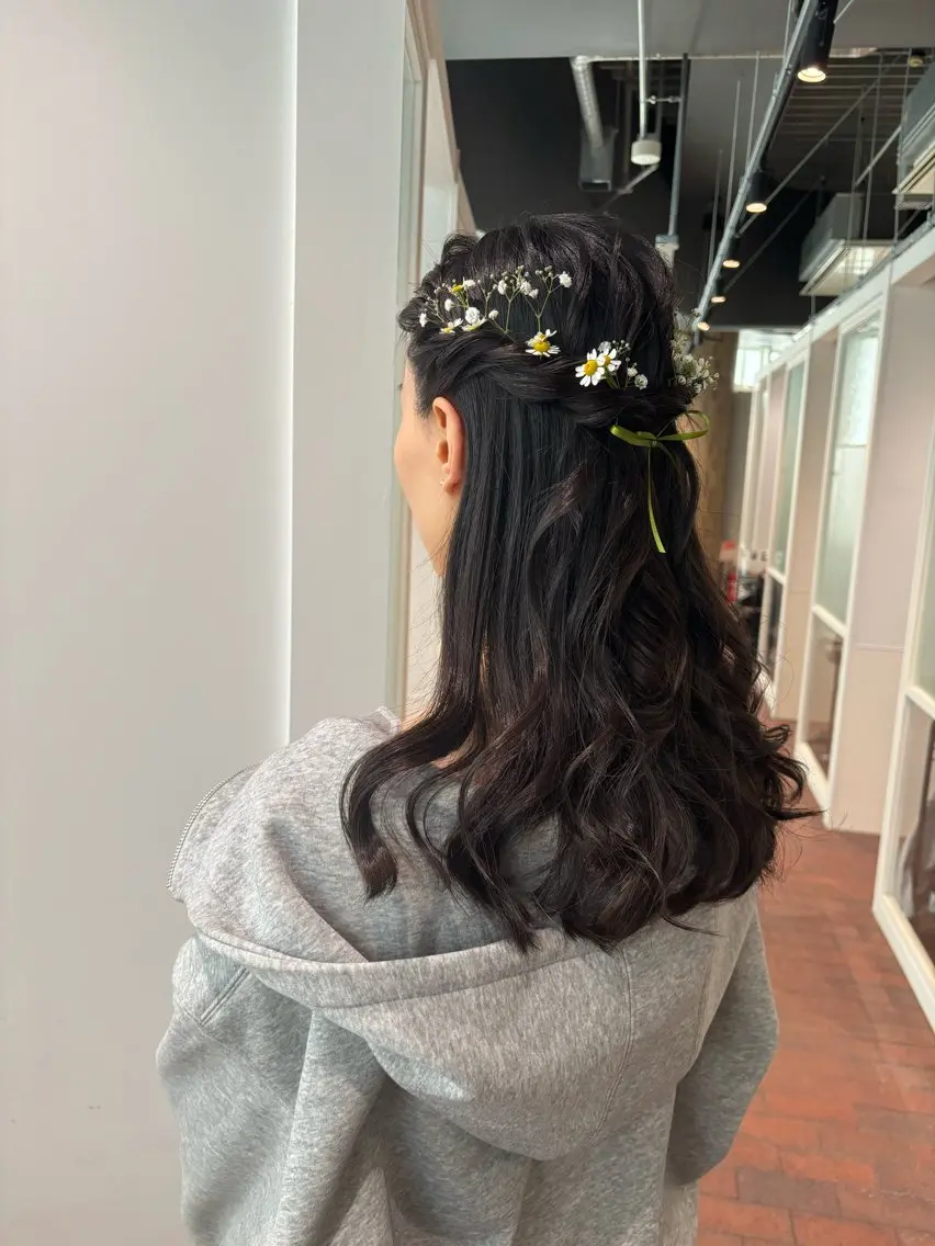 セミロング ヘアアレンジ ハーフアップ ヘアセット マンツーマン 縮毛矯正/マユコのヘアスタイル