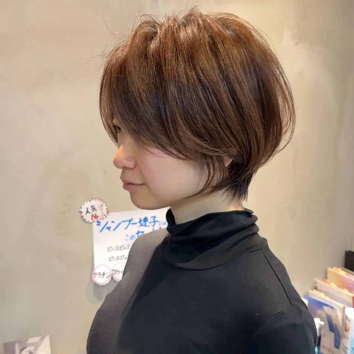 ショート カラー ショートボブ ボブレイヤー 丸みショート ボブ くびれヘア ショート/似合わせ/ 豊中/髙井のヘアスタイル
