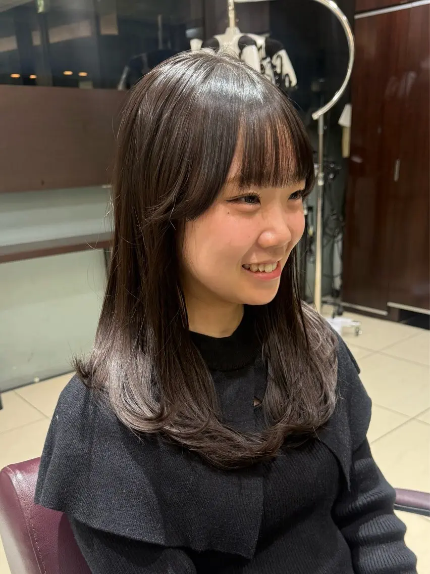 ミディアム ミディアムパーマ レイヤーカット 韓国風パーマ🌿コテ 巻き風パーマ/るいのヘアスタイル