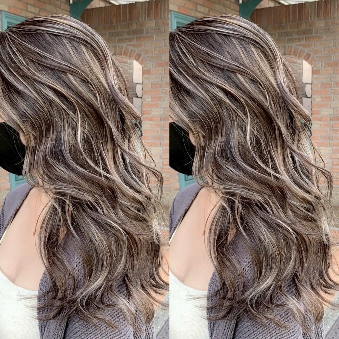 ロング カラー ブリーチ ケアブリーチ デザインカラー グレージュ ハイライトカラー ヘアカラー 表参道/ハイライト バレイヤージュのヘアスタイル