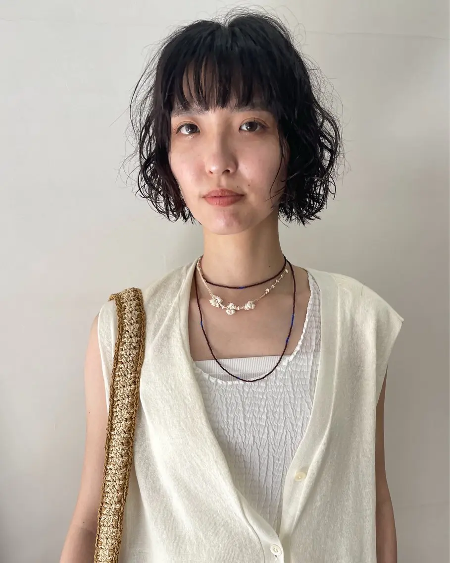 ミディアム カラー パーマ ヘアアレンジ メンズ ミディアムパーマ メンズパーマ 似合わせカット カット パーマ トリートメント tatsumi/ボブ ウルフ/レイヤーのヘアスタイル
