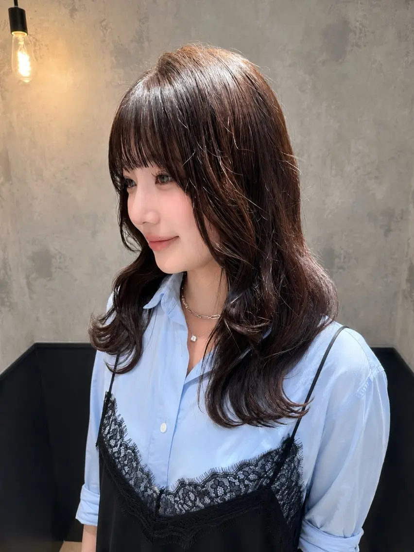 ミディアム カラー ブラウンカラー カット ヘアカラー 縮毛矯正/エクステ /艶カラー/ひふみのヘアスタイル