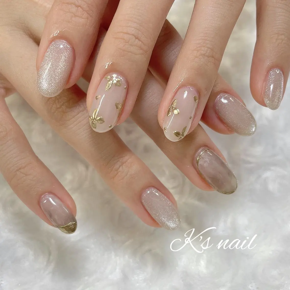 ネイル ゴールド 春ネイル ハンドネイル K's nail kotoeのネイルデザイン