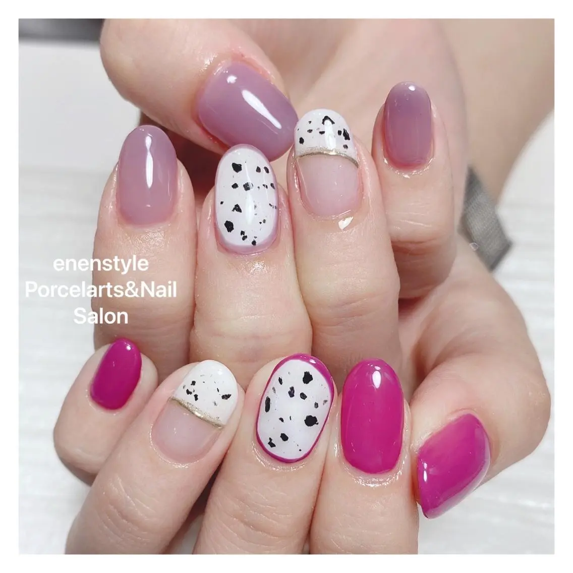 ミディアム ネイル ハンドネイル 🐾enen style 🐾のネイルデザイン