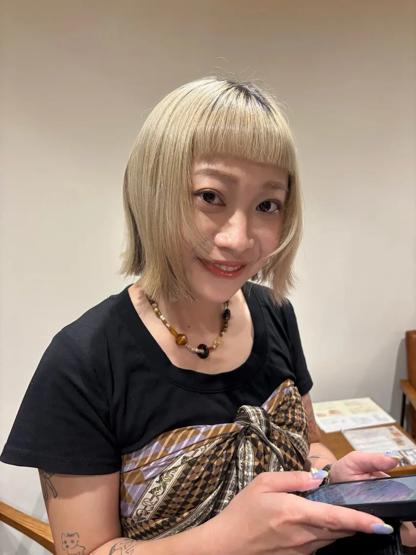 ショート ボブ 顔まわりレイヤー レイヤーカット 梅田美容室/カット /Maoのヘアスタイル