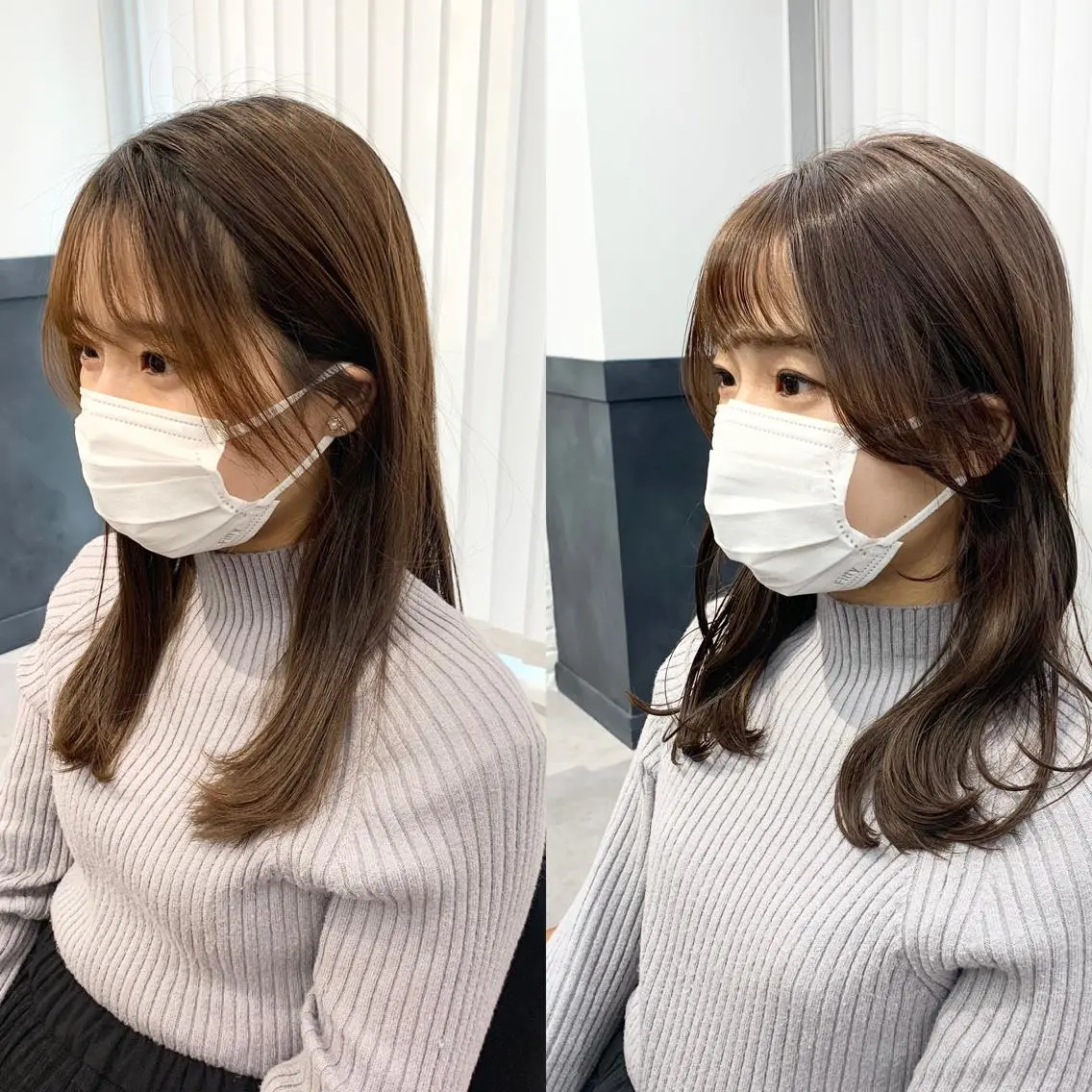 ミディアム カラー パーマ ヘアアレンジ メンズ キッズ ネイル マツエク・マツパ アイブロウ 似合せレイヤー／ 柔らか透明感カラーのヘアスタイル
