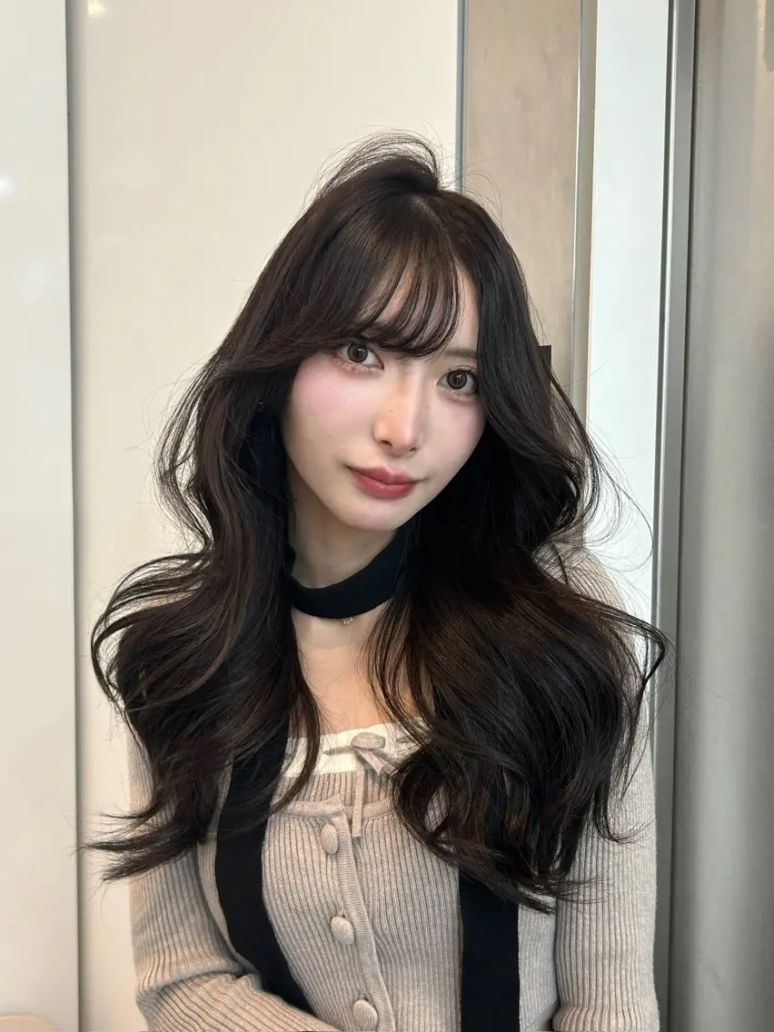 ロング カラー グレージュ 韓国風ヘア 💖表参道/韓国ヘア 顔周りカット/Rioのヘアスタイル