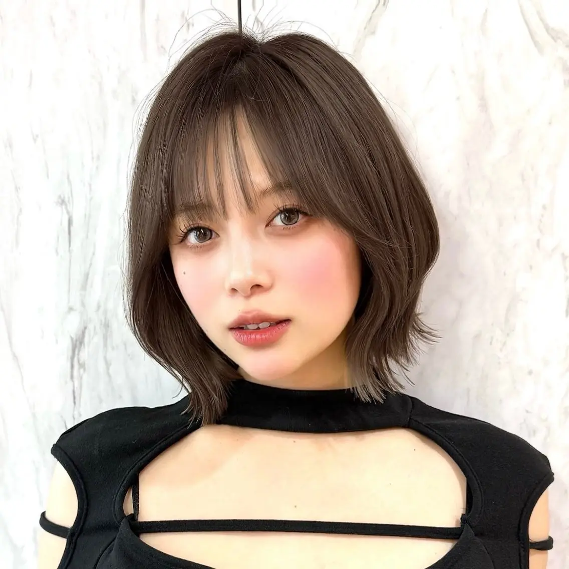 ミディアム カラー ヘアアレンジ ボブレイヤー 透明感カラー ボブ 韓国風ヘア レイヤーカット 韓国ヘア/ロー レイヤー/Rumiのヘアスタイル