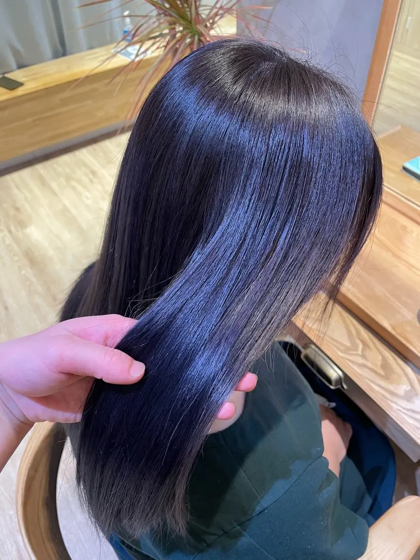 セミロング カラー ブルーカラー パープルカラー たなか こころ🎀のヘアスタイル