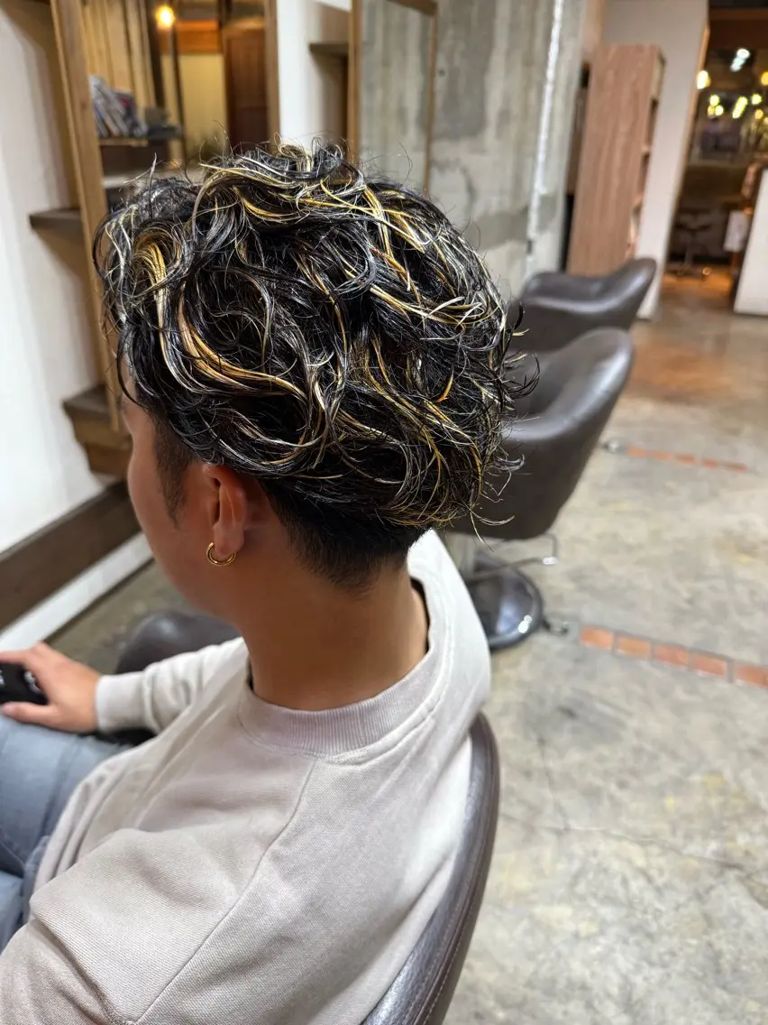 パーマ メンズ カット パーマ joliefille 高石店☘️熊澤丈将のヘアスタイル