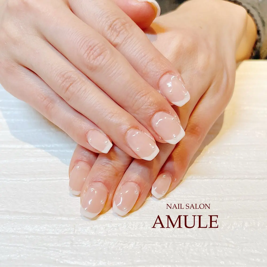 ネイル フレンチネイル ワンカラーネイル ストーンネイル ハンドネイル NAILSALON AMULEのネイルデザイン