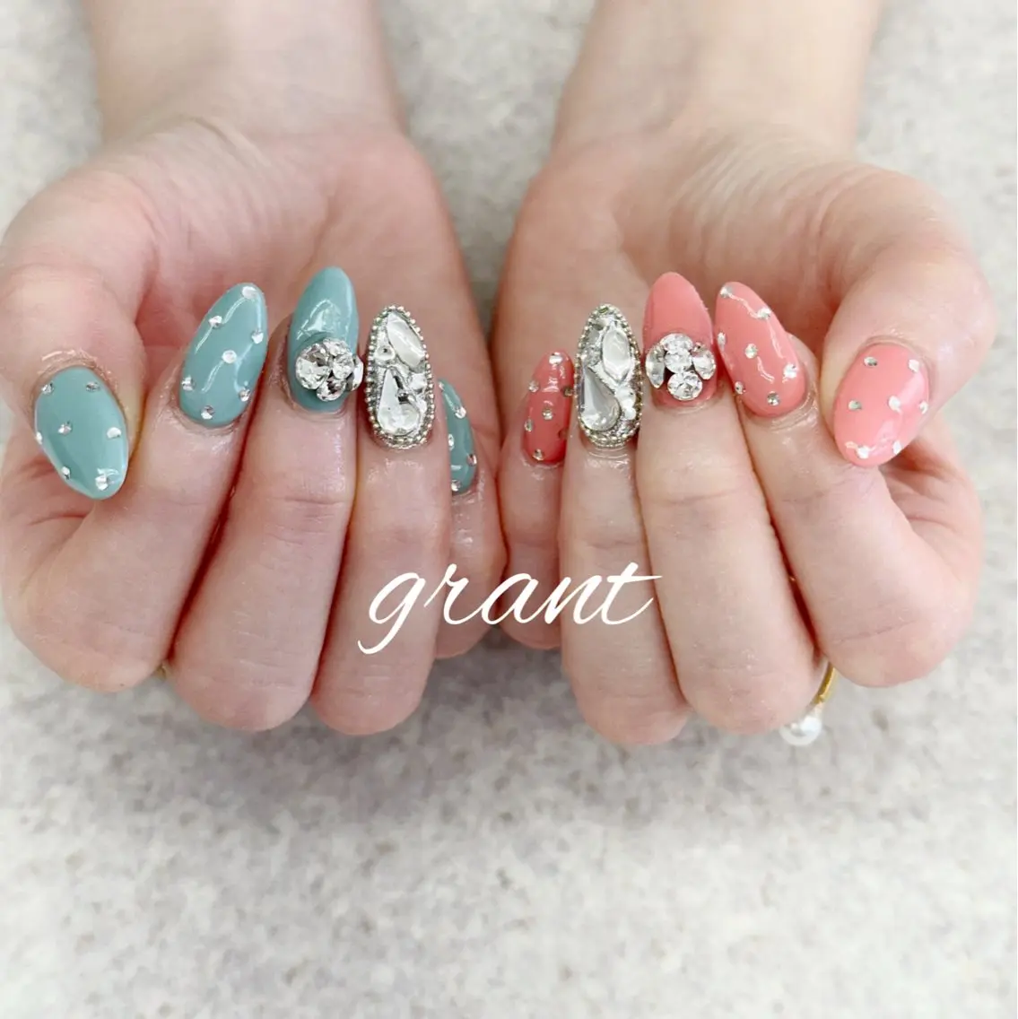 ネイル ストーンネイル ハンドネイル nailsalon grantのネイルデザイン