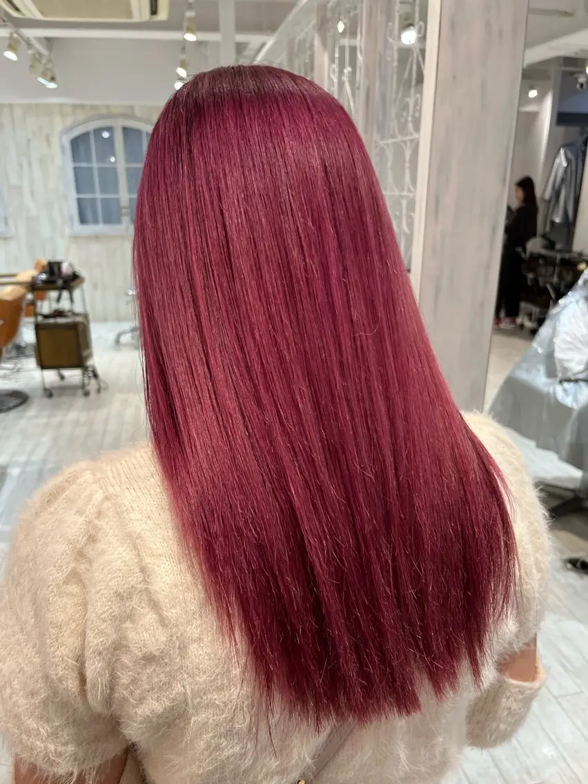 ロング カラー ブリーチ ピンクカラー 【韓国ヘア×透明感 カラー】笹谷 莉未のヘアスタイル