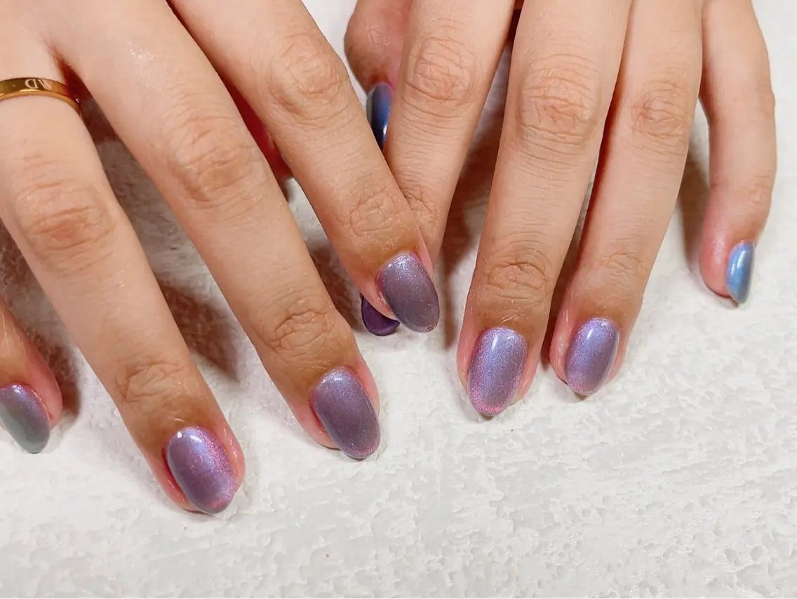 ネイル ブルー ジェルネイル 韓国ネイル マグネットネイル メンズネイル ハンドネイル kiki nail &brow二子玉川のネイルデザイン