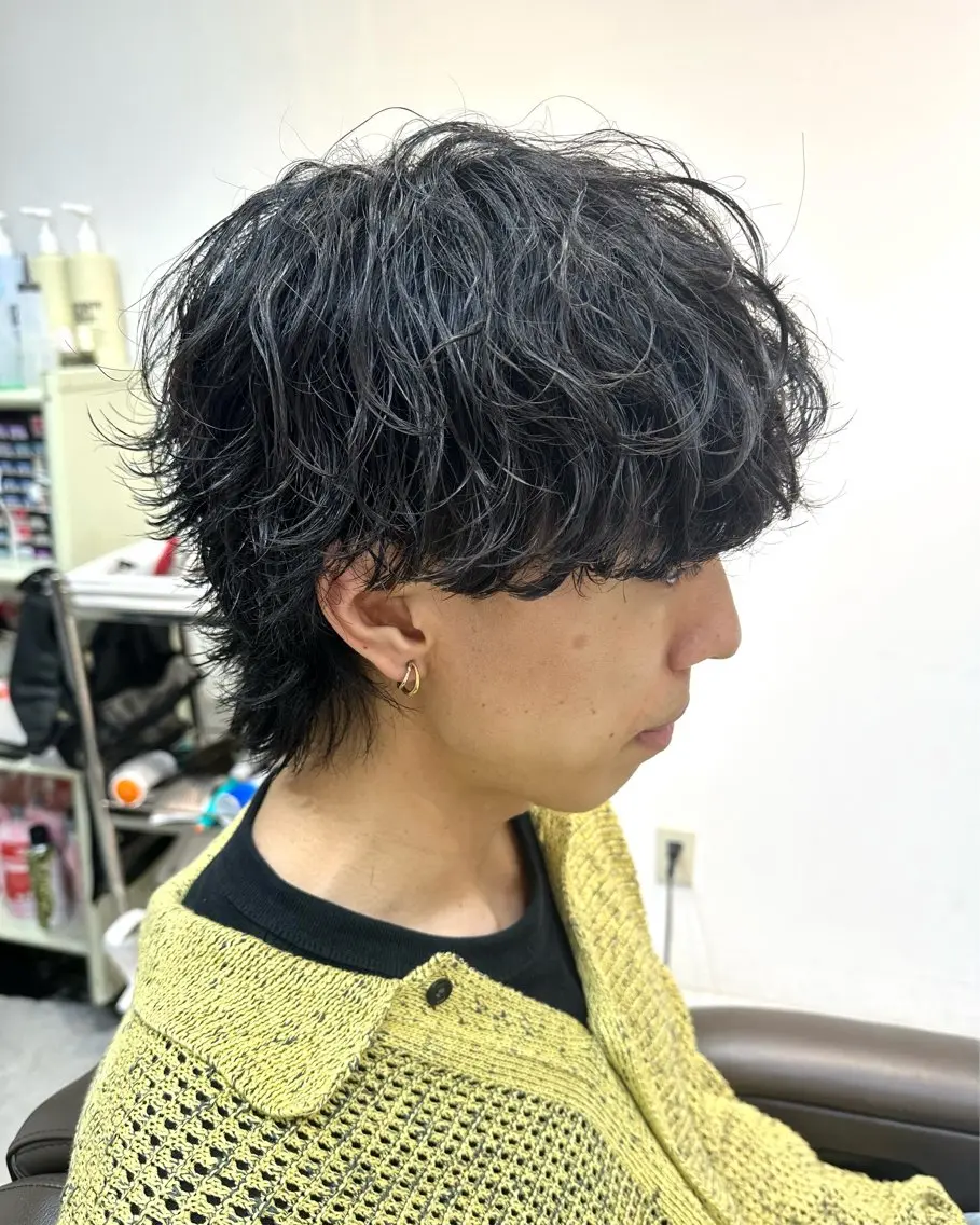 ショート パーマ メンズ メンズパーマ 波巻きパーマ カット パーマ 渋谷/メンズ専門 美容師🍚ふみやのヘアスタイル