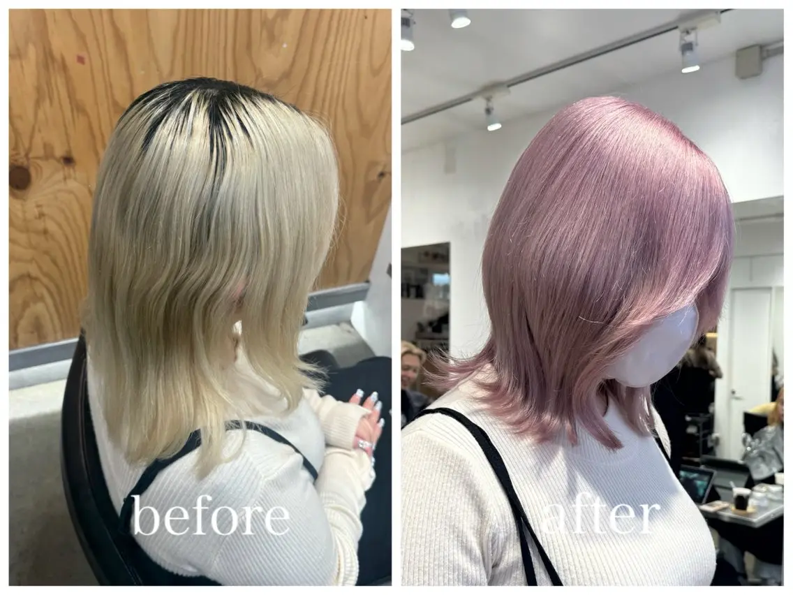 ショート カラー ブリーチ ピンクカラー ホワイトピンク 新宿 似合わせカラー HINAのヘアスタイル
