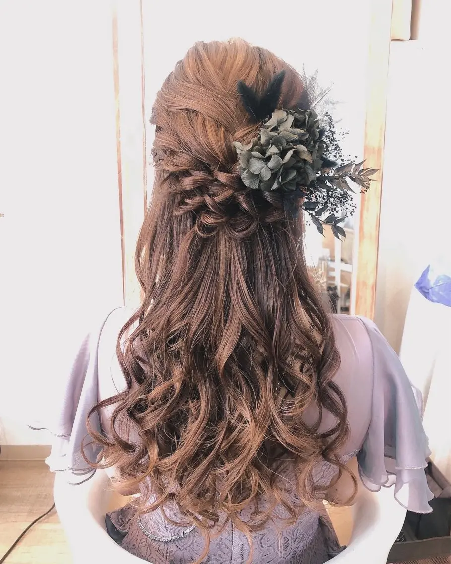 ヘアアレンジ ハーフアップ AYA/ヘアセット/ メンズ/コーンロウのヘアスタイル