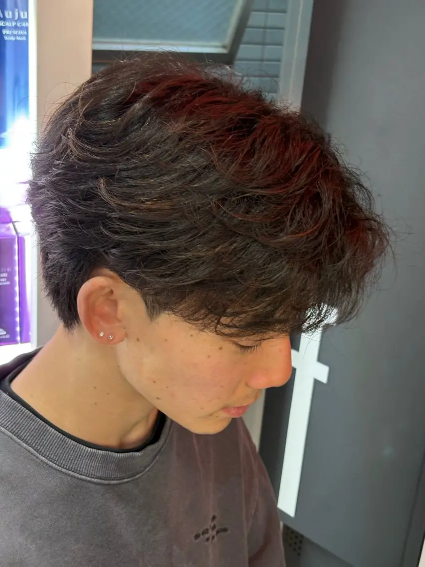 ミディアム カラー パーマ メンズ カット ヘアセット 🔥最強メンズ特化/ パーマの達人🔥風見のヘアスタイル