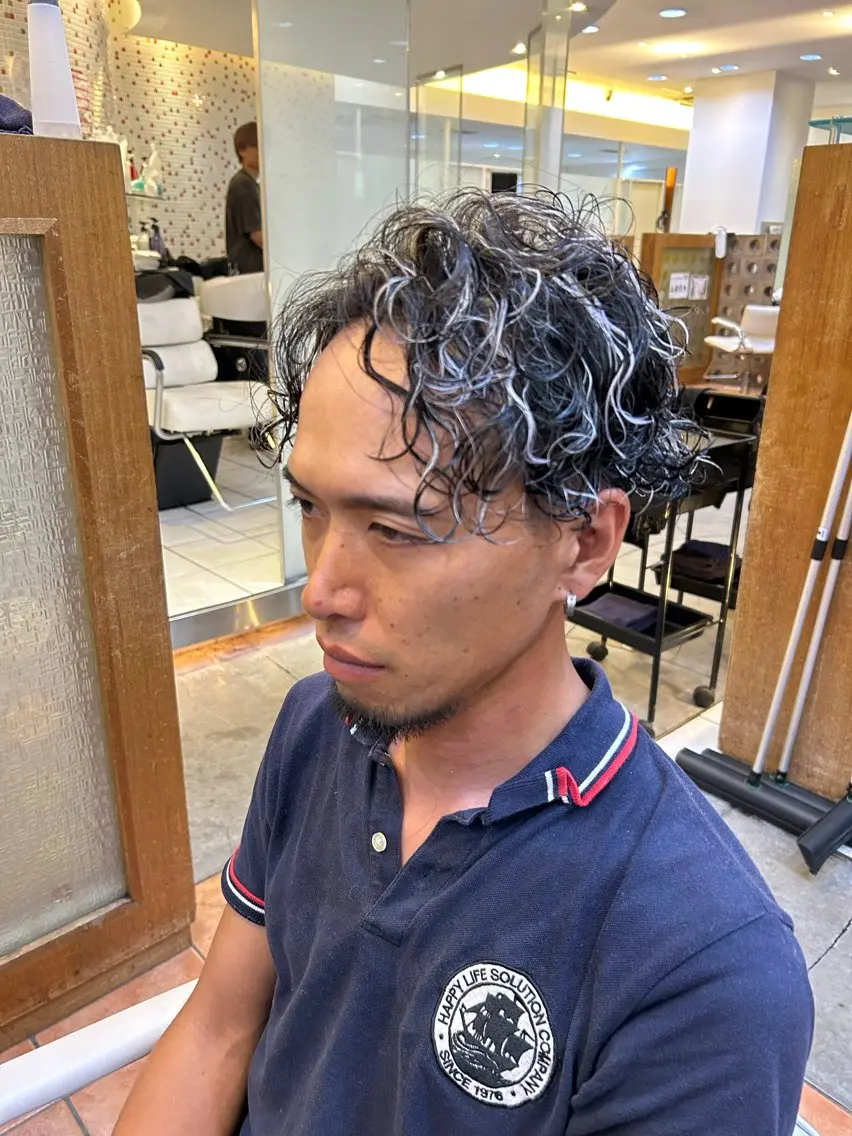 カラー パーマ メンズ カット ヘアカラー 相模大野メンズ パーマ 仁翔のヘアスタイル