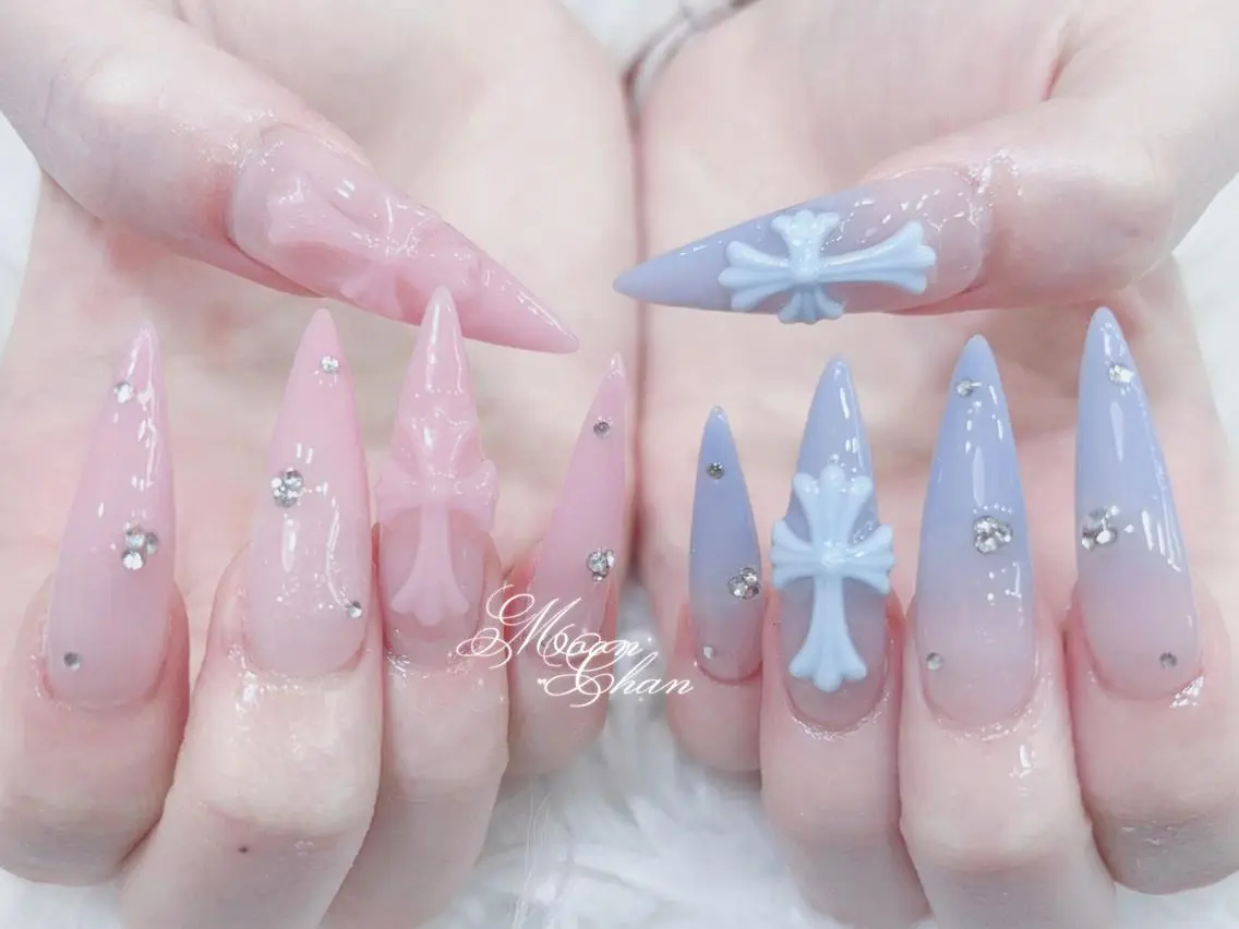 ネイル チークネイル 長さ出し キラキラネイル 韓国ネイル ロングネイル ハンドネイル ハンドケア KTNail 🎀 長さ出し専門店のネイルデザイン