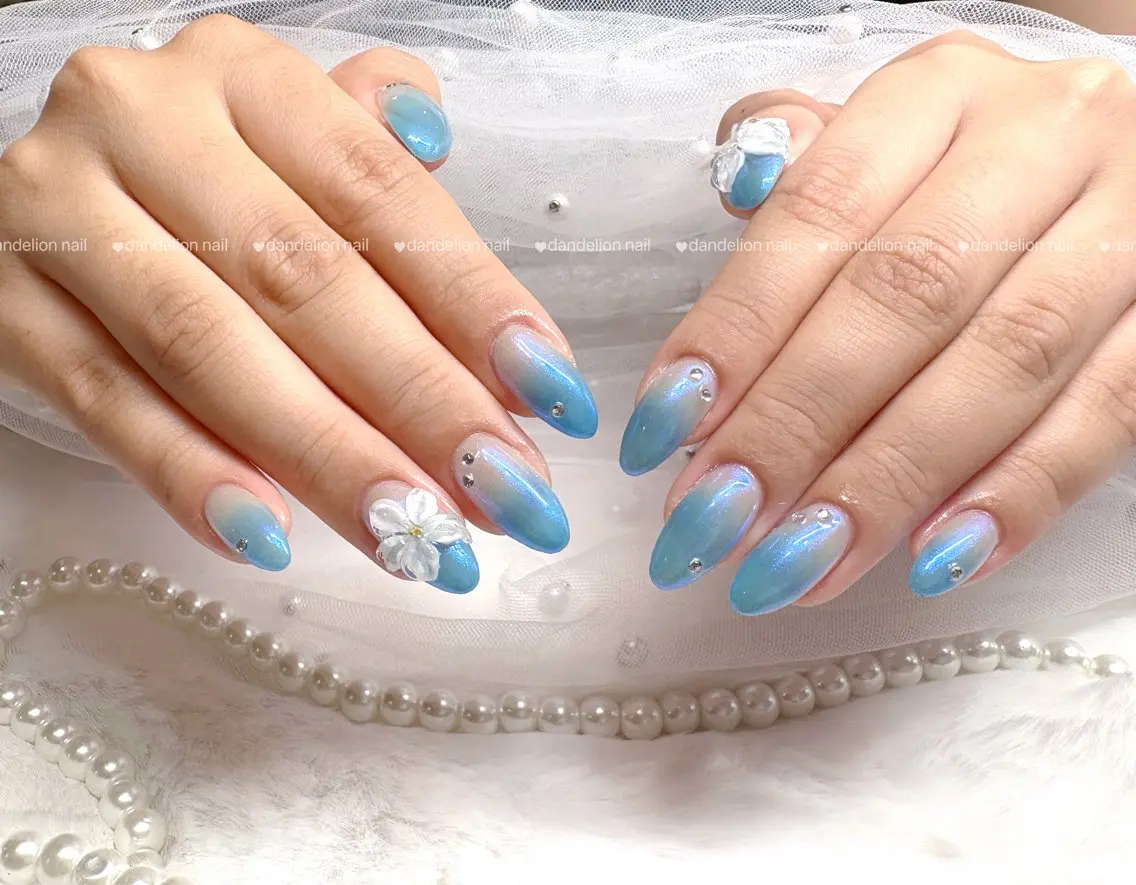 ネイル ミラーネイル 持ち込み ワンホンネイル ハンドネイル dandelion nail北千住のネイルデザイン