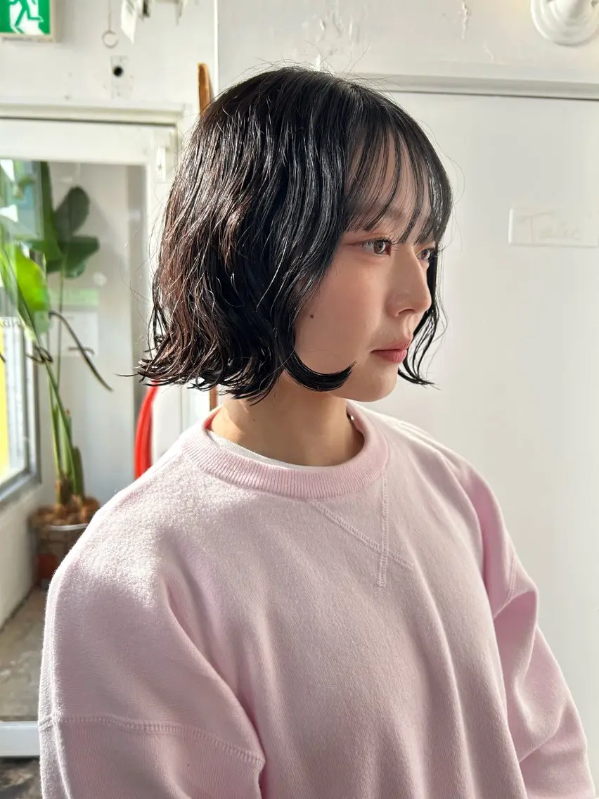ミディアム パーマ ミディアムパーマ ボブ maho/垢抜け カラーパーマメイクのヘアスタイル