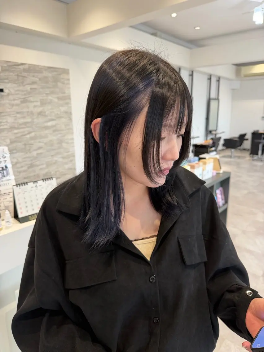 ミディアム ボブ 顔まわりレイヤー 伸ばしかけ レイヤーカット ヘアカラー maki💖艶髪/ レイヤー/髪質改善のヘアスタイル