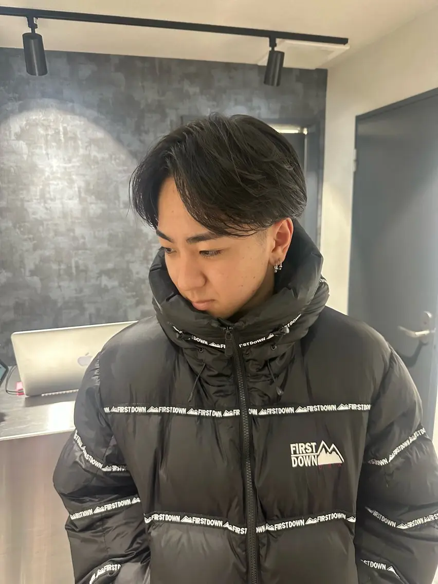 ミディアム パーマ メンズ 💈原宿指名No.1 センターパート💈のヘアスタイル