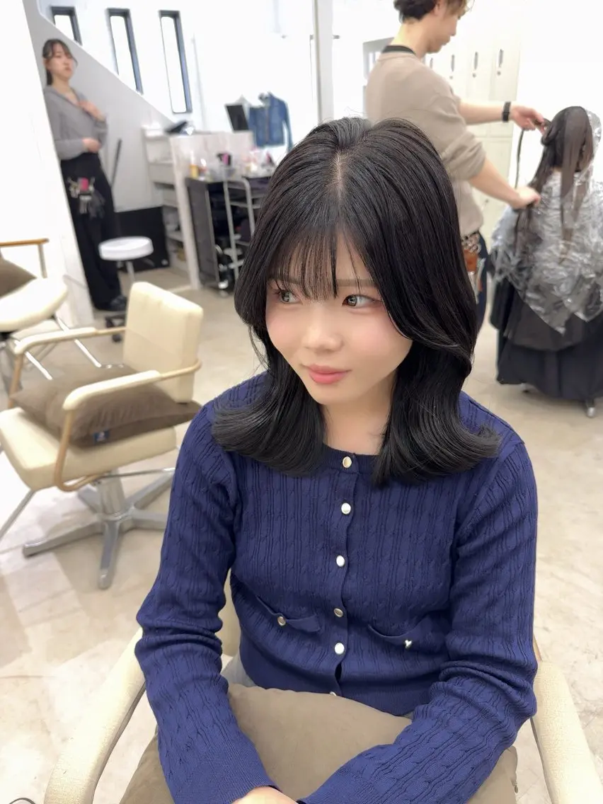 ミディアム くびれヘア カット ヘアカラー トリートメント 韓国風cut/ 縮毛矯正/正岡幹康のヘアスタイル