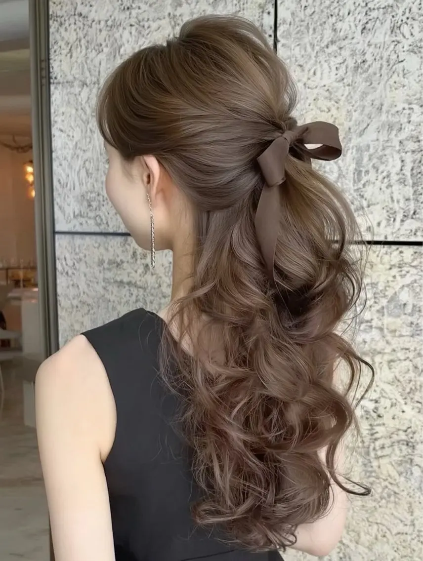 ロング ヘアアレンジ ハーフアップ ヘアセット 阿部 愛美のヘアスタイル