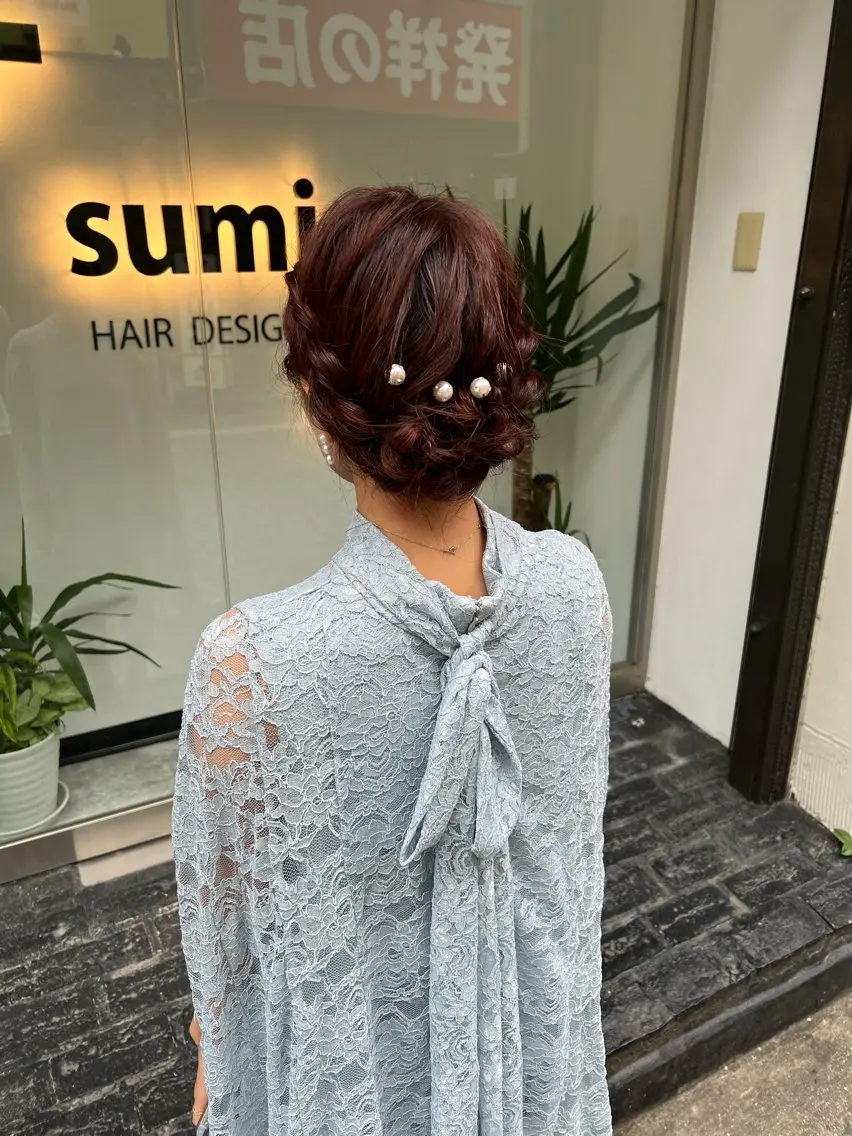 ミディアム カラー ヘアアレンジ 編みこみ 「sumi」 AMIのヘアスタイル