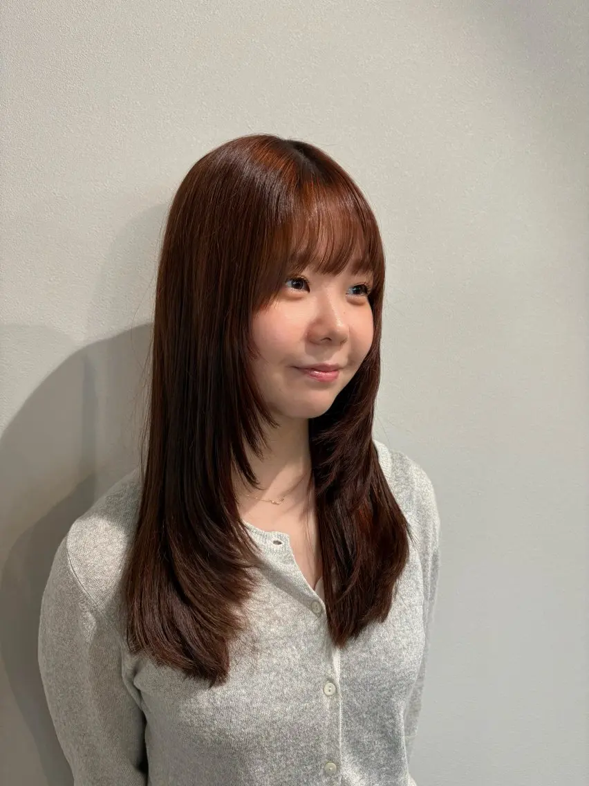 ロング 顔周りカット レイヤーカット 栗原 歩美のヘアスタイル