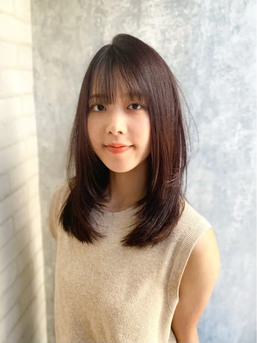 ロング カラー 透明感カラー カット ヘアカラー トリートメント shiori/透明感 /顔周り/髪質改善のヘアスタイル