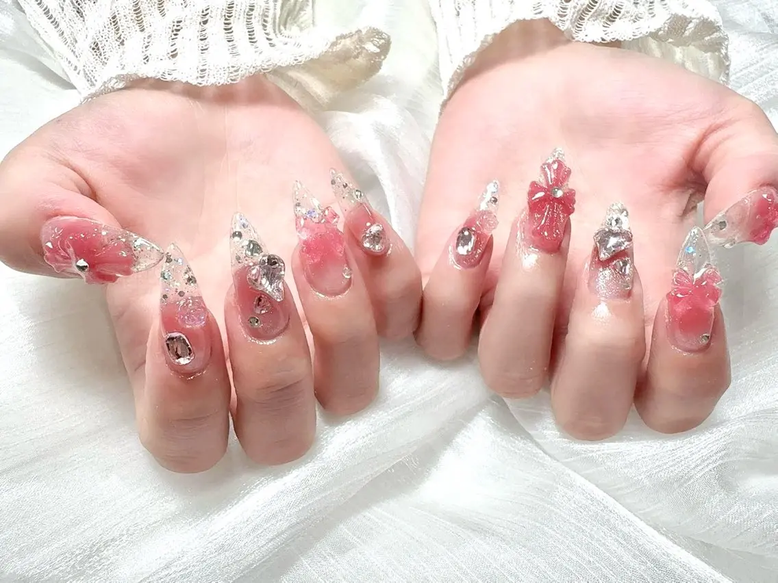 ネイル フレンチネイル 韓国ネイル 水色 マグネットネイル ニュアンスネイル ハンドネイル Hana Rose Nailのネイルデザイン