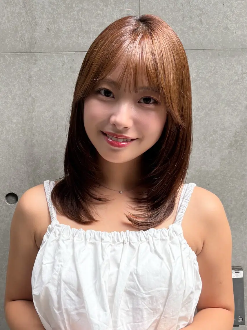 セミロング カラー 韓国風ヘア レイヤーカット 小顔カット カット ヘアカラー トリートメント レイヤー×髪質改善✨ 渋谷/佐藤侑哉のヘアスタイル