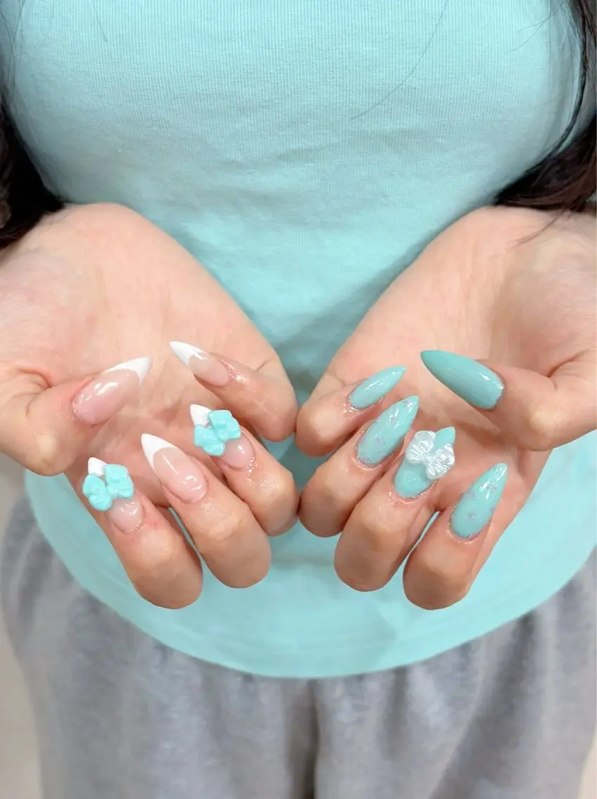 ネイル ブルー Larme himenaのネイルデザイン