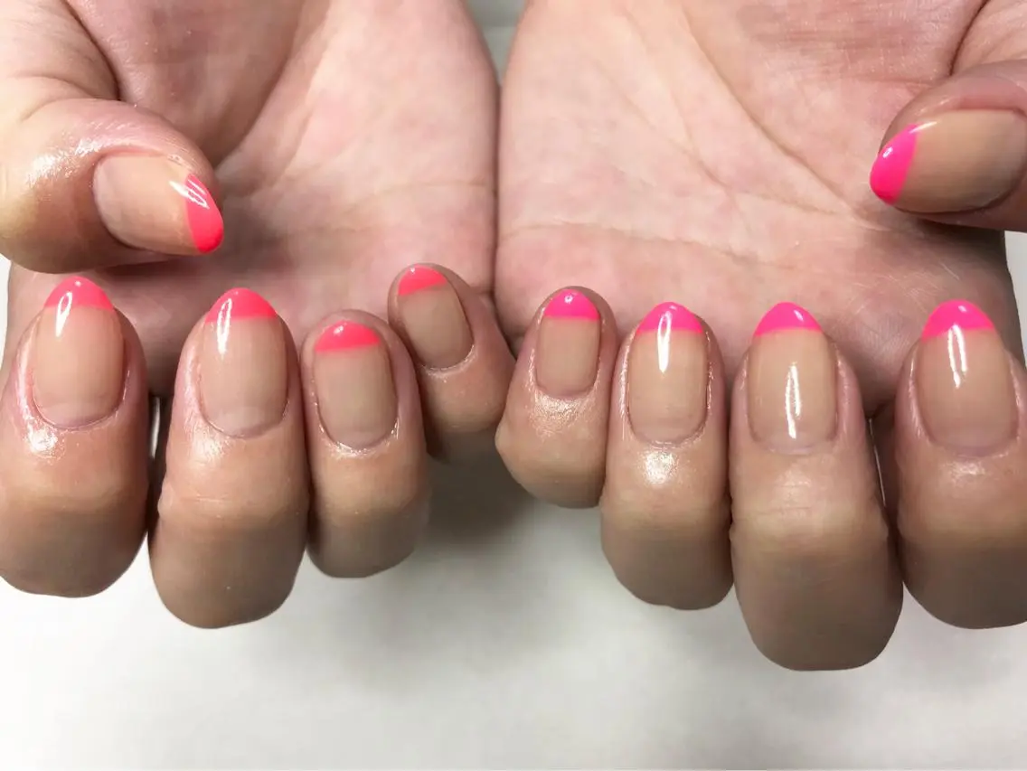 ロング ヘアアレンジ ネイル クリアネイル フレンチネイル Sunny side nailのネイルデザイン