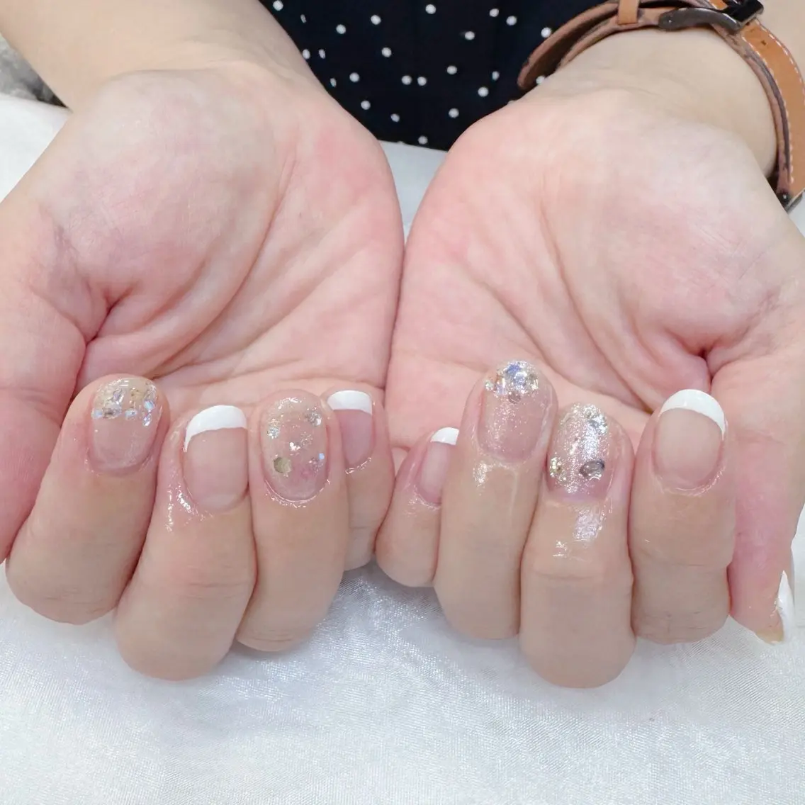 ネイル フレンチネイル キラキラネイル 夏ネイル maruyasu. yのネイルデザイン