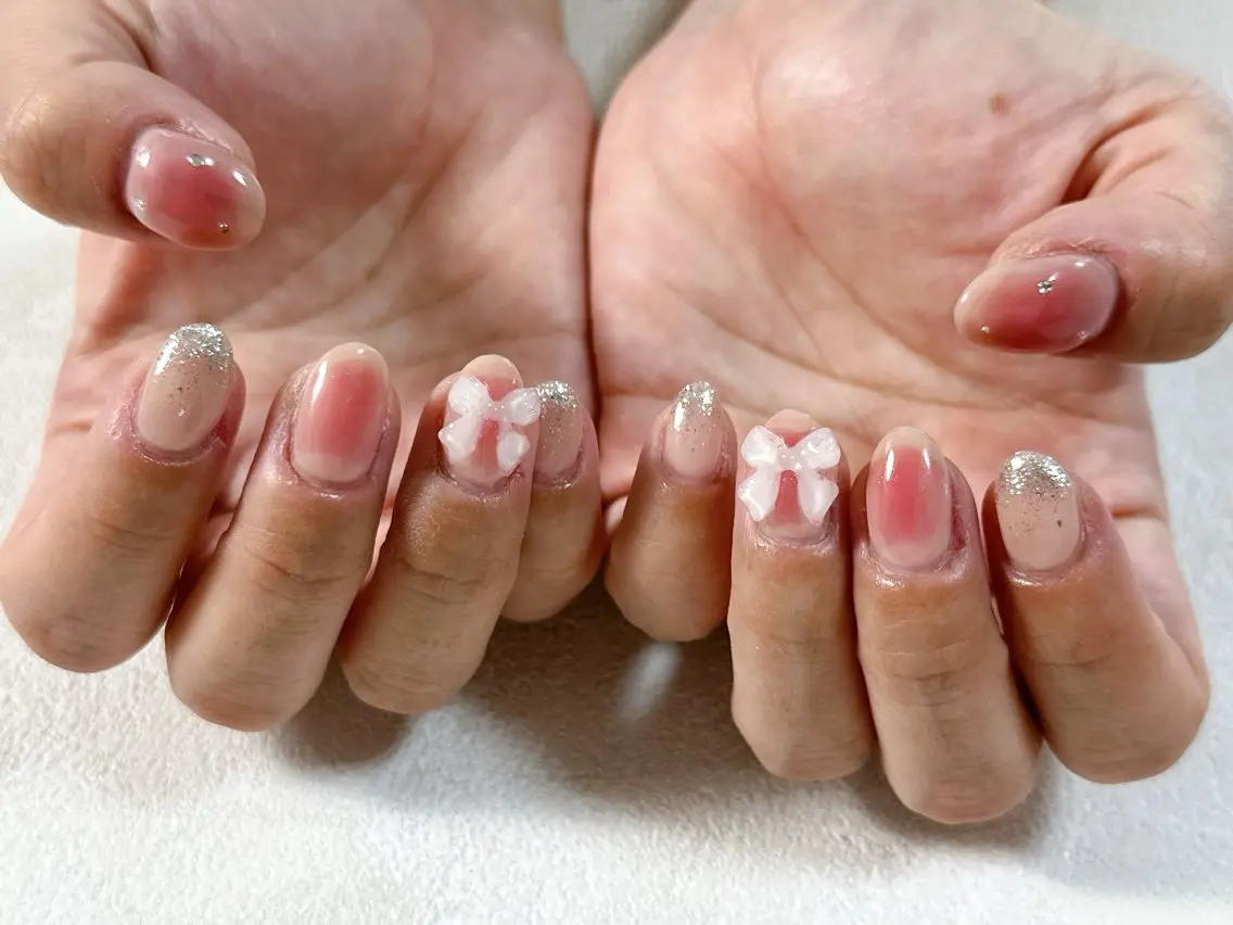 ネイル オーロラネイル ブルー フットネイル フレンチネイル ジェルネイル kiki nail たまプラーザのネイルデザイン